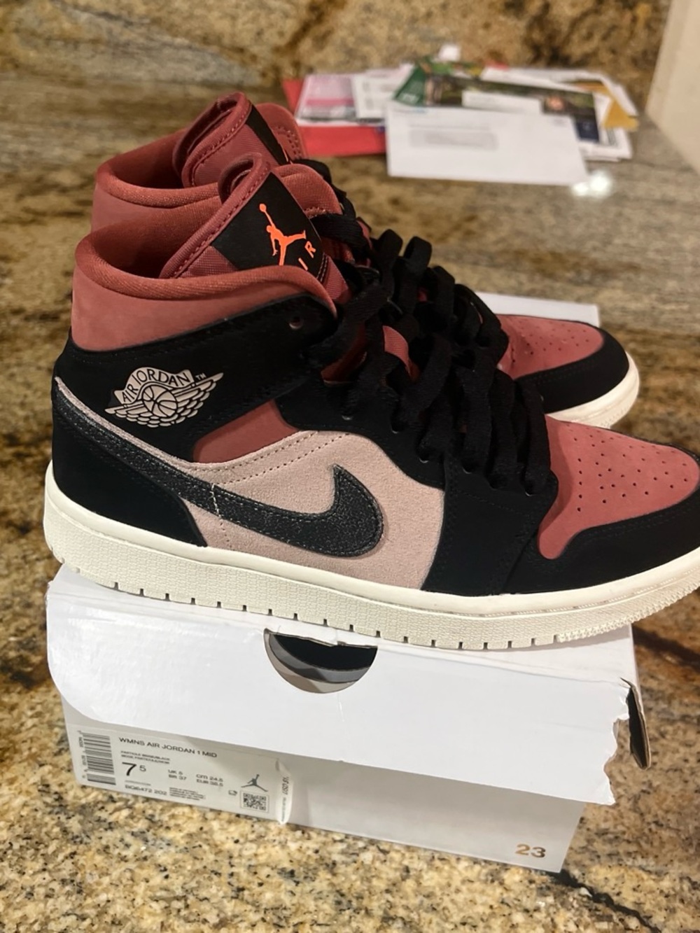 Jordan High-Top Sneakers in Black and Rose - Picture 2 of 9